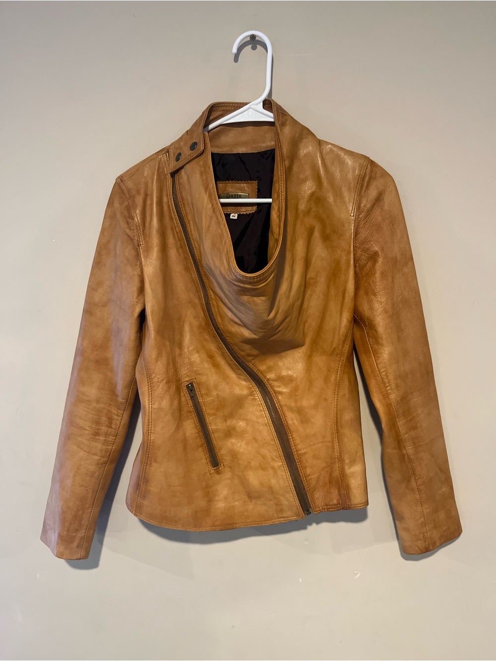 Daria Firenze Asymmetrical Zip Moto Leather Jacket
